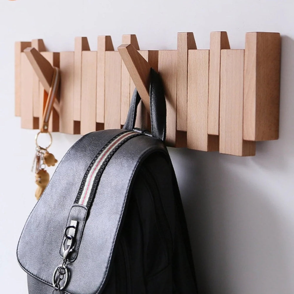 Foldable Wooden Piano Key Wall Hook Rack