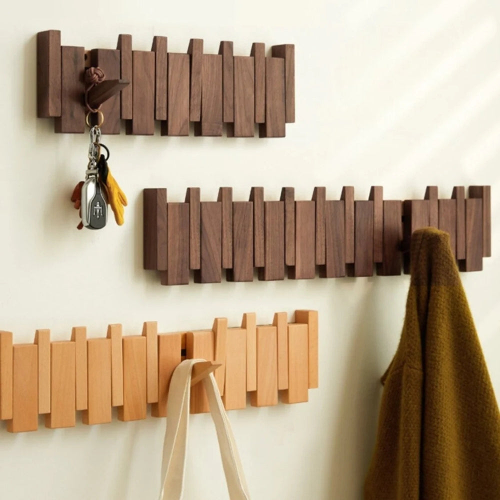 Foldable Wooden Piano Key Wall Hook Rack