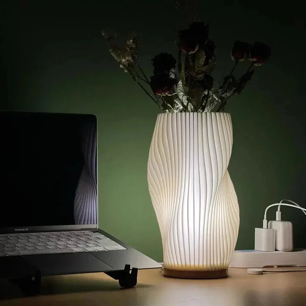 Designer LED Table Lamp with Adjustable Brightness and Dual Light Colors