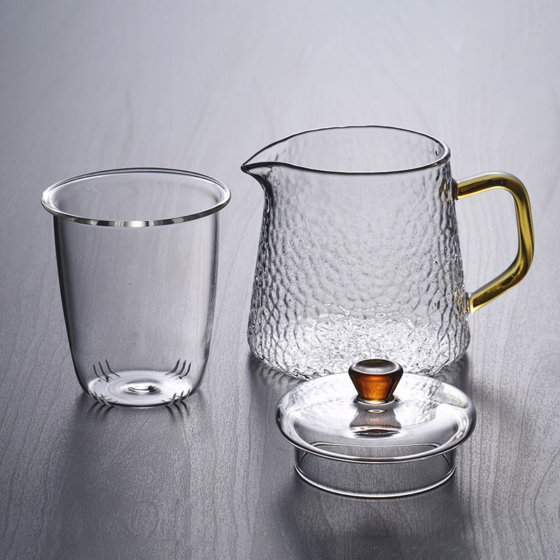 Heat-Resistant Glass Teapot with Strainer and Golden Handle