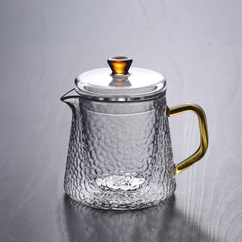 Heat-Resistant Glass Teapot with Strainer and Golden Handle