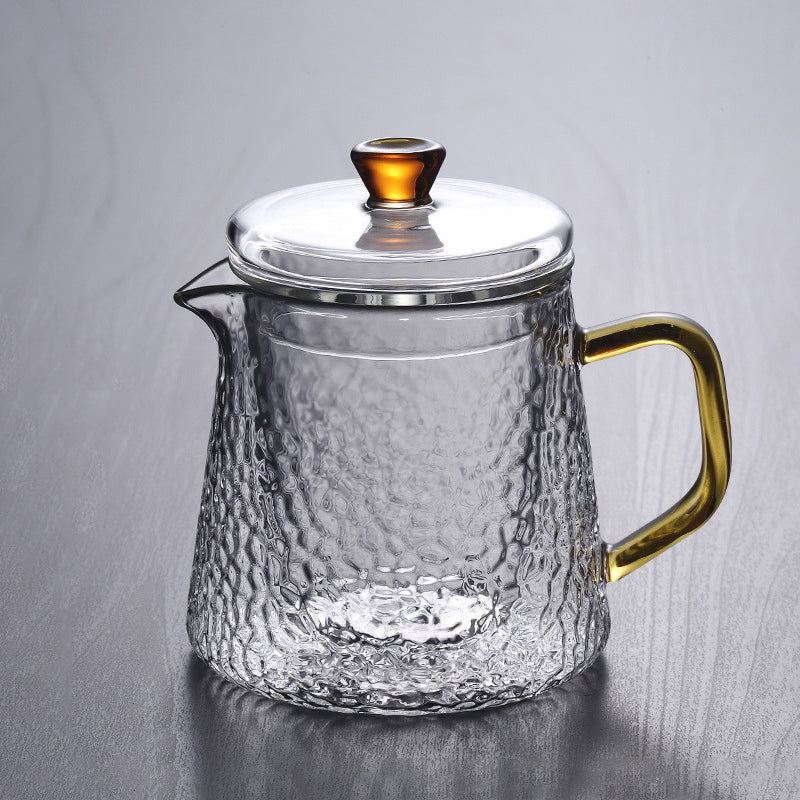 Heat-Resistant Glass Teapot with Strainer and Golden Handle