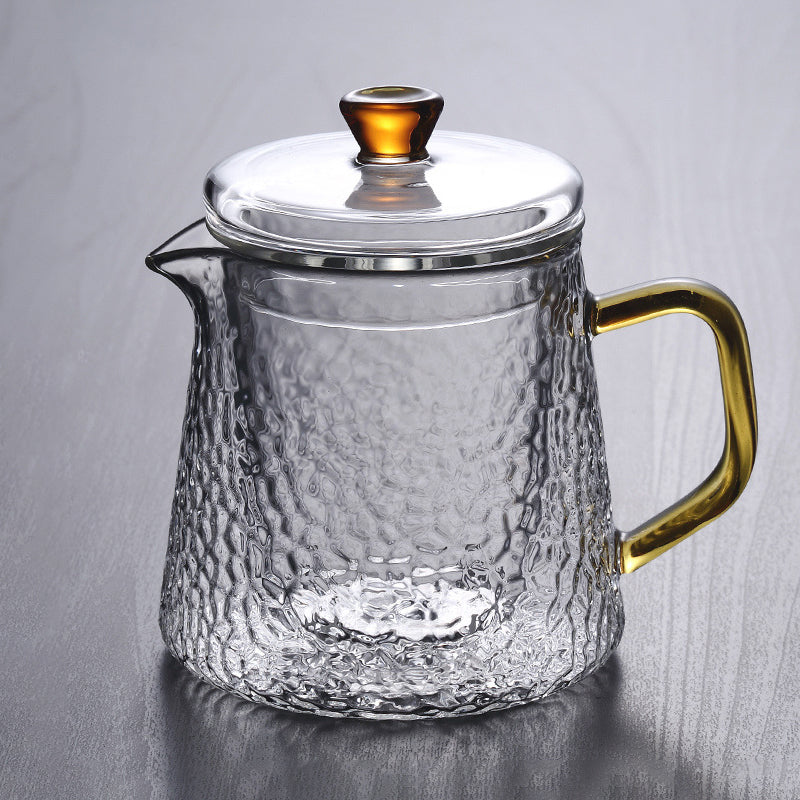 Heat-Resistant Glass Teapot with Strainer and Golden Handle