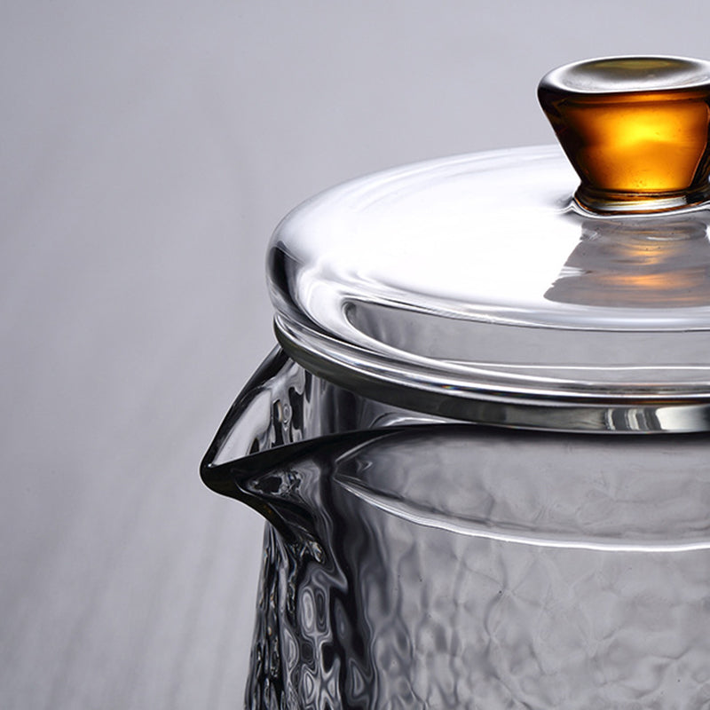 Heat-Resistant Glass Teapot with Strainer and Golden Handle