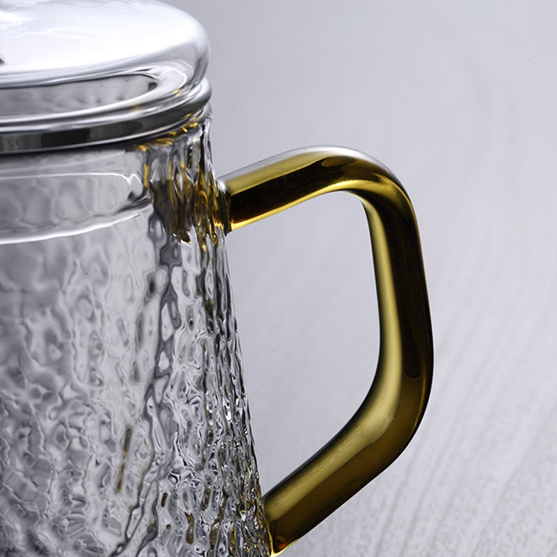 Heat-Resistant Glass Teapot with Strainer and Golden Handle