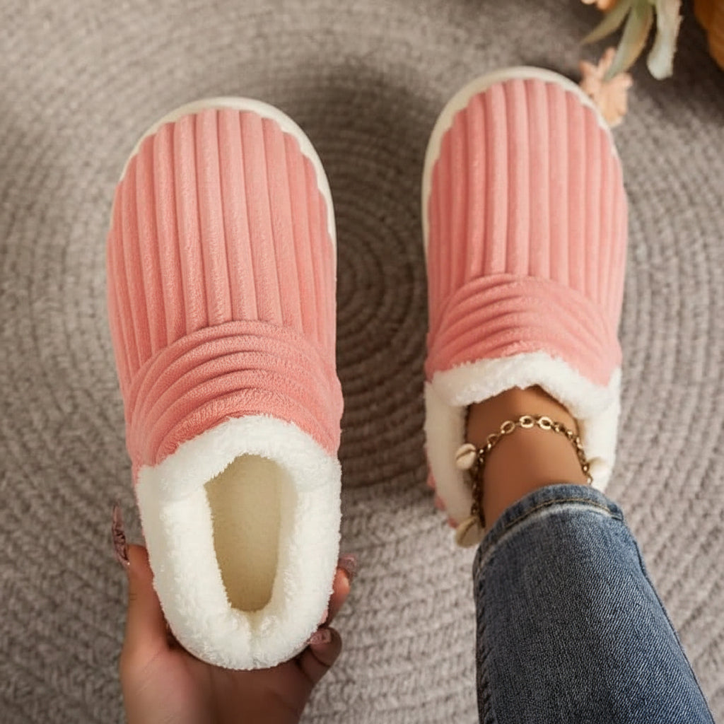 Warm Vegan Fleece House Slippers with Orthopedic Support