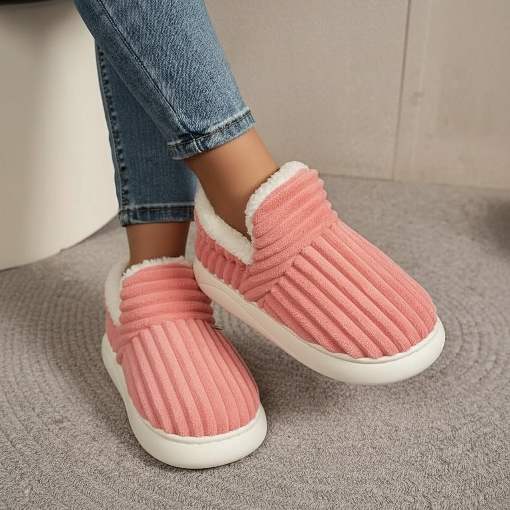 Warm Vegan Fleece House Slippers with Orthopedic Support
