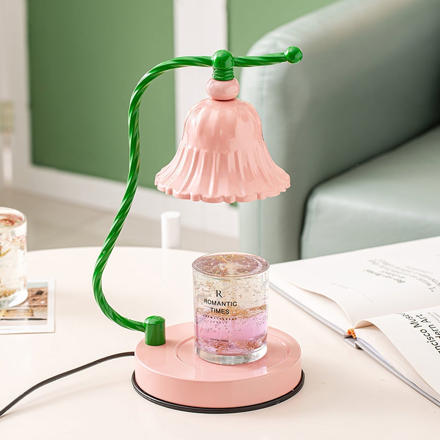 Charming Pink Glass Flower Table Lamp