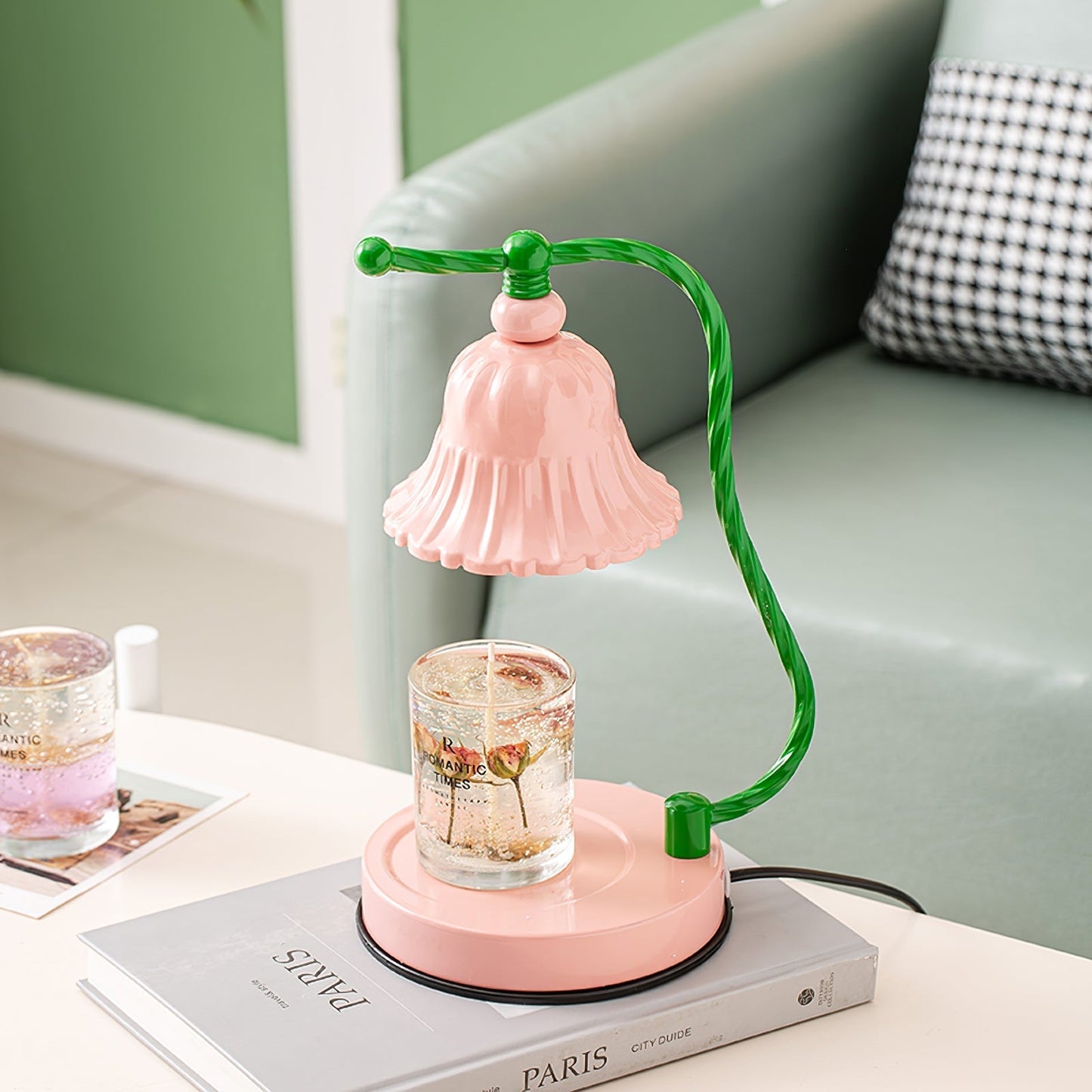 Charming Pink Glass Flower Table Lamp