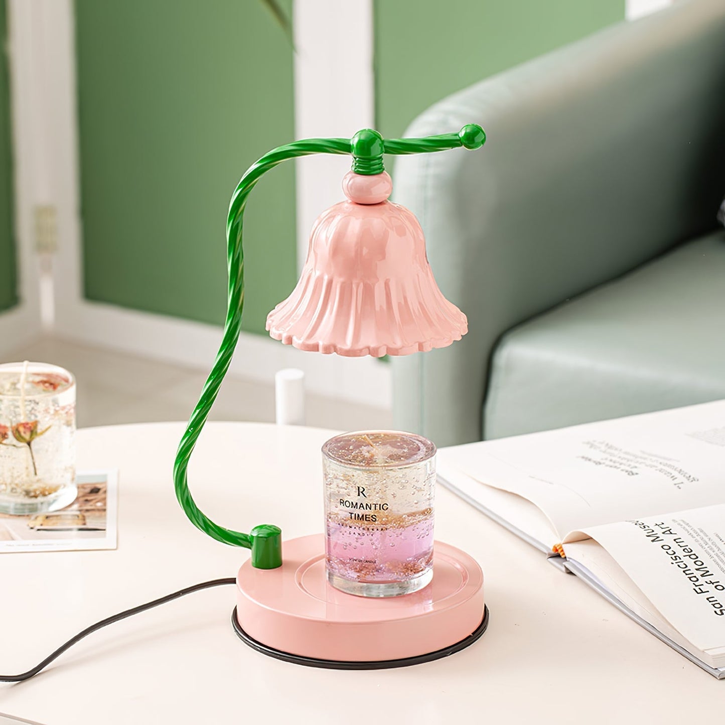 Charming Pink Glass Flower Table Lamp