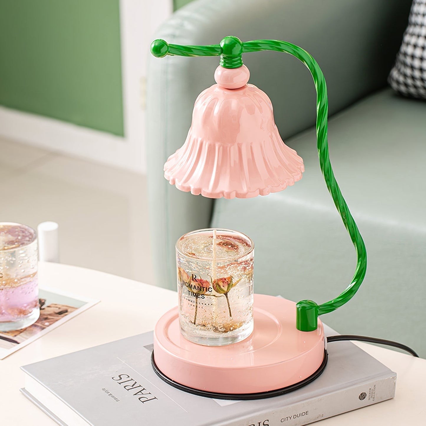 Charming Pink Glass Flower Table Lamp
