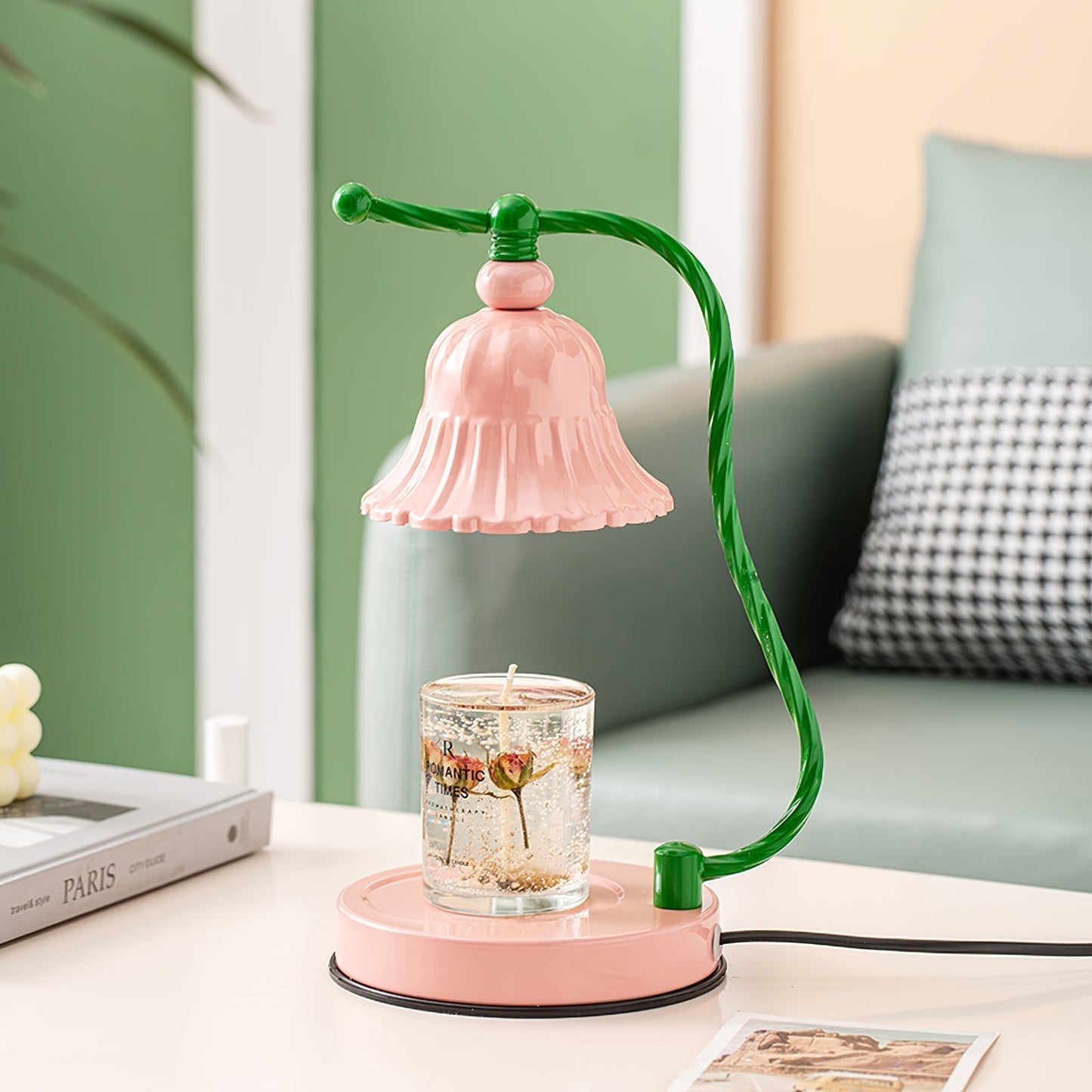 Charming Pink Glass Flower Table Lamp