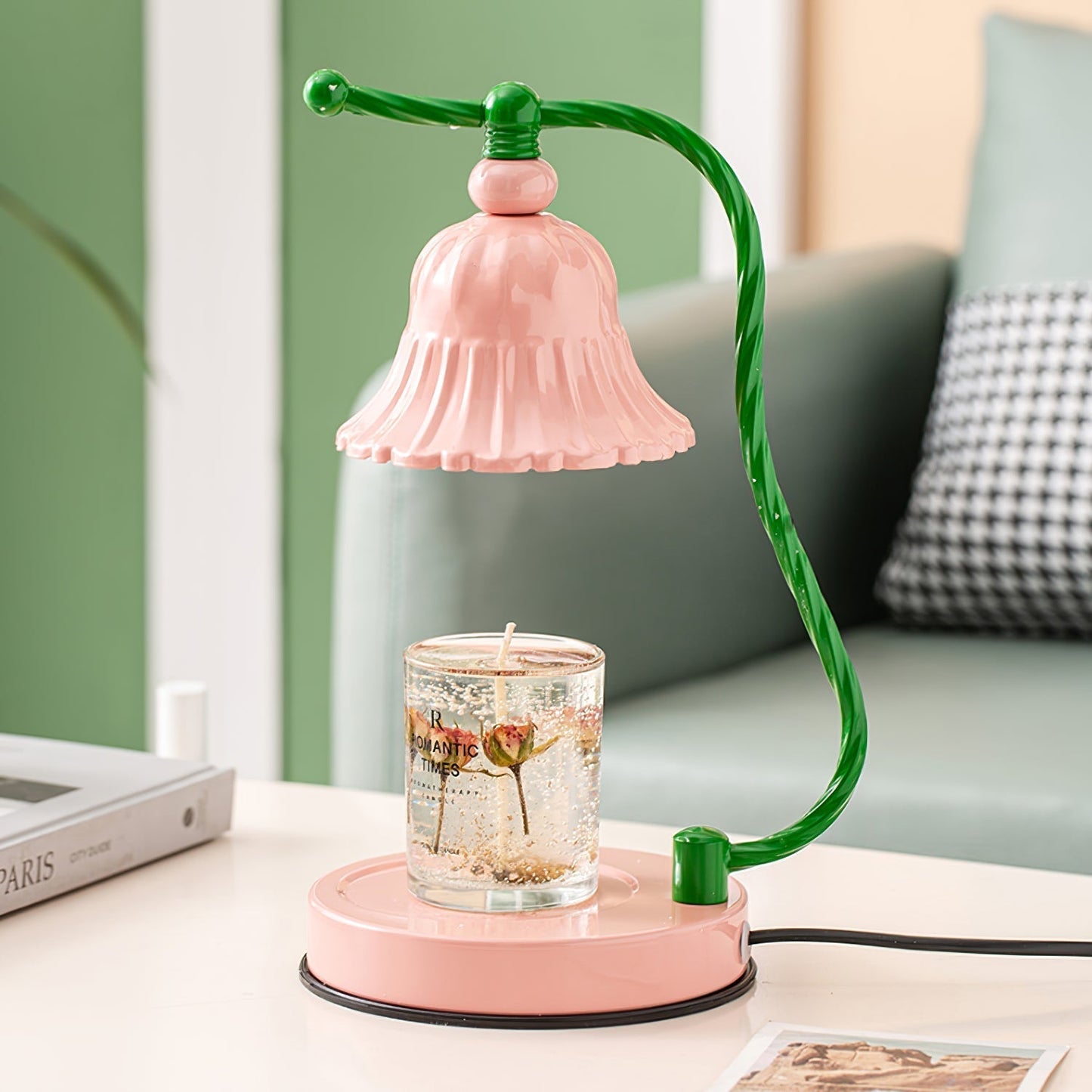 Charming Pink Glass Flower Table Lamp