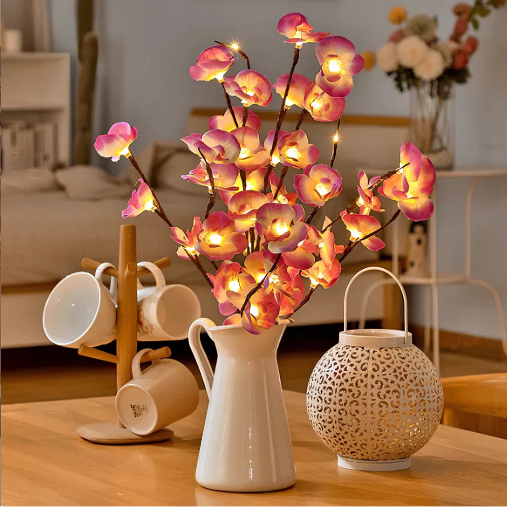 LED Lighted Artificial Branch Table Lamp with Bendable Twigs