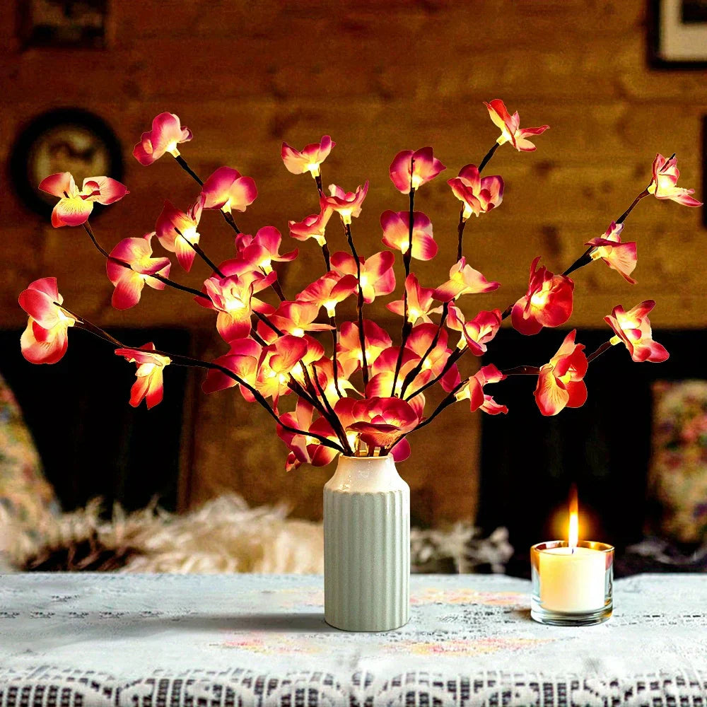 LED Lighted Artificial Branch Table Lamp with Bendable Twigs
