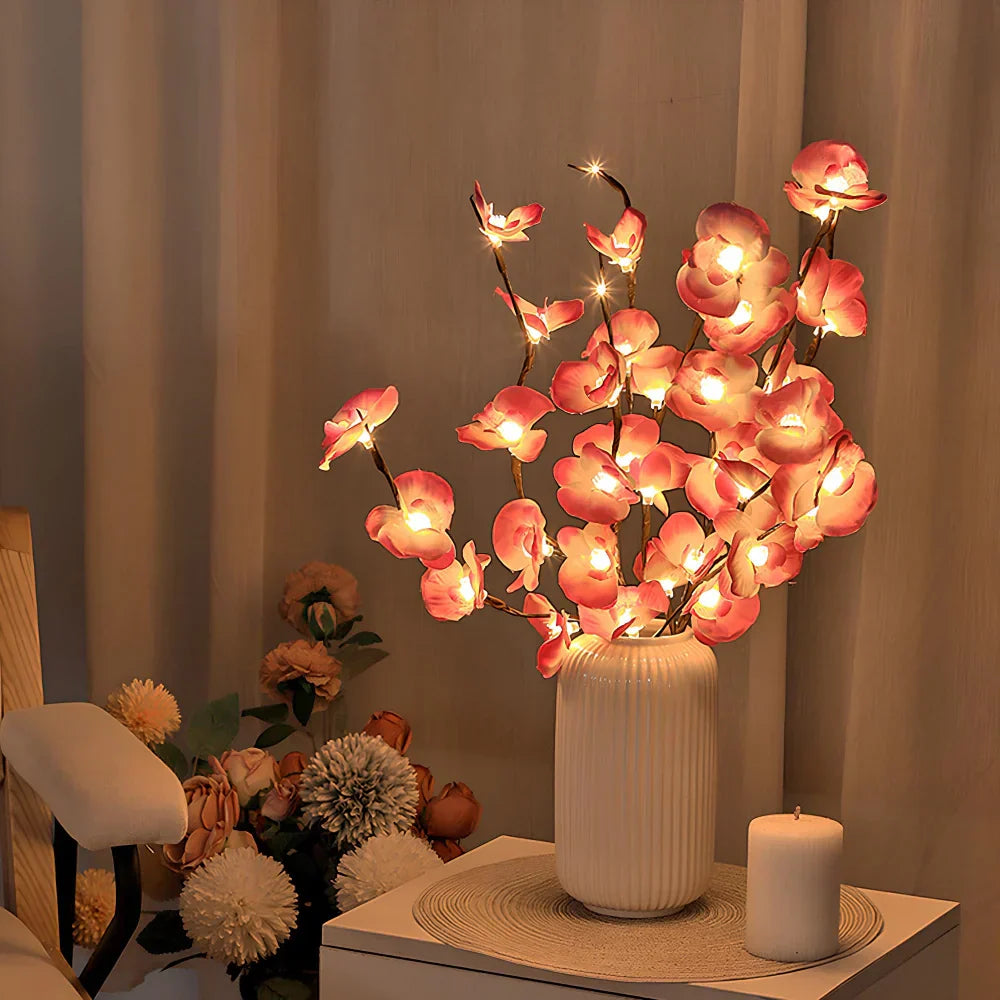 LED Lighted Artificial Branch Table Lamp with Bendable Twigs