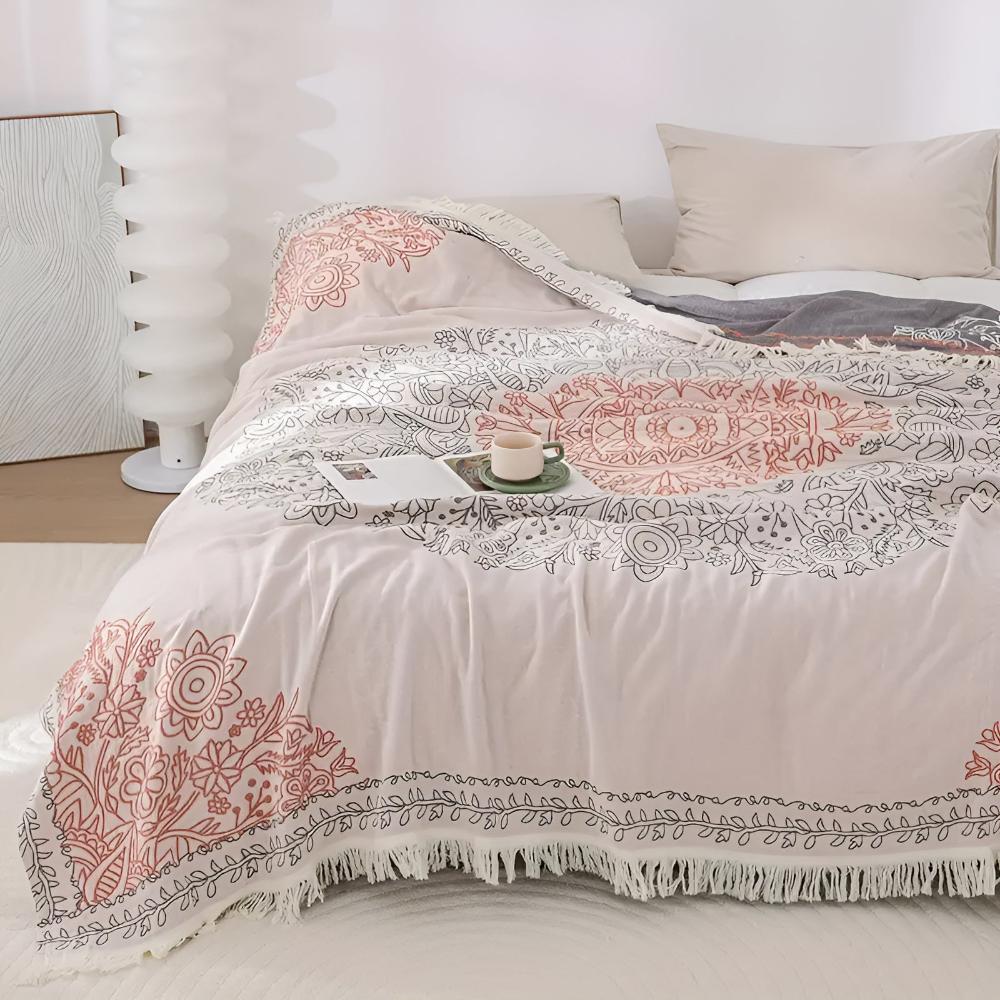 Reversible Jacquard Cotton Throw Blanket