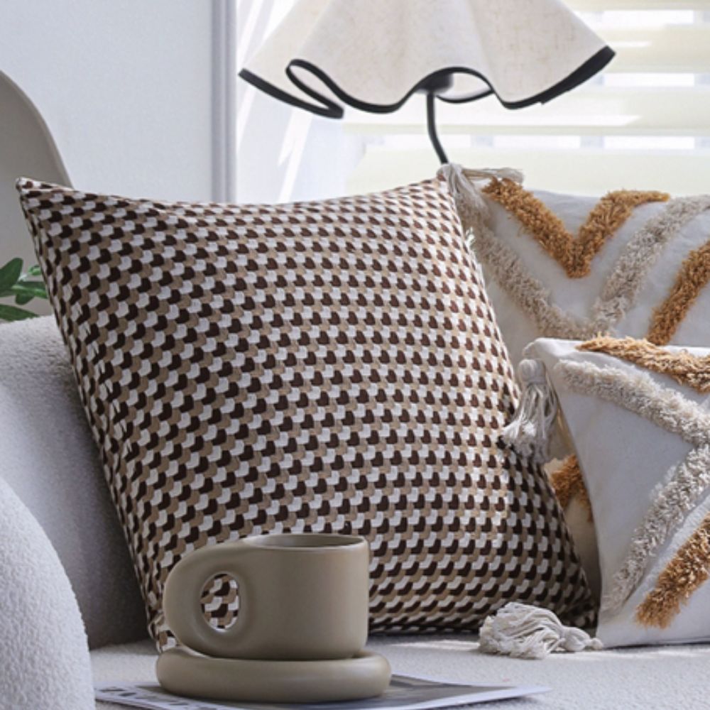 Textured Microfiber Pixel Weave Cushion Cover