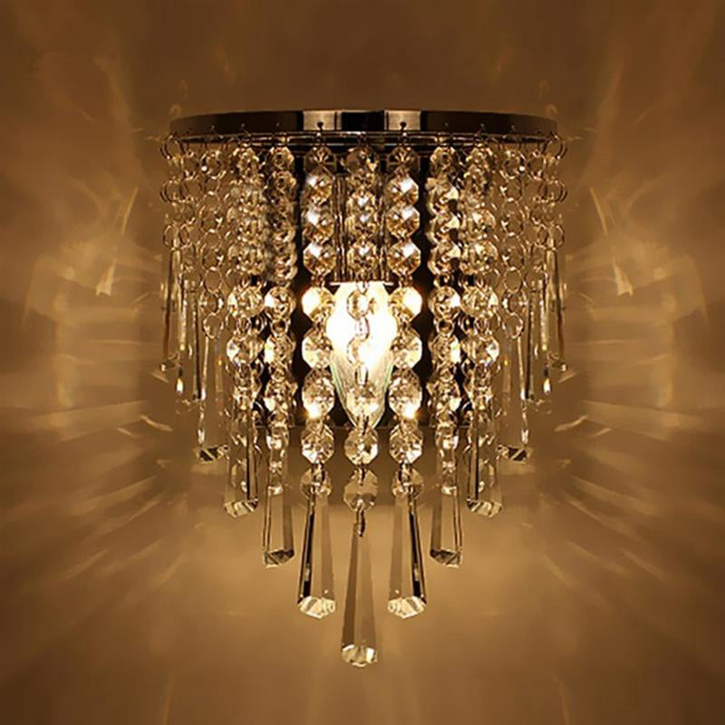 Modern Chrome Wall Sconce with Crystal Drops