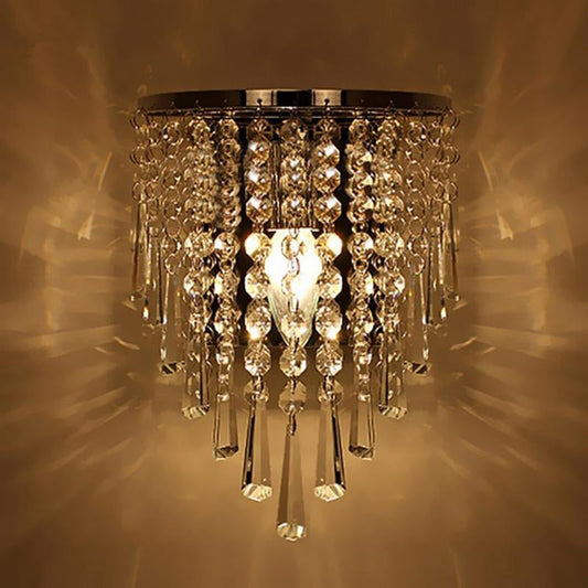 Modern Chrome Wall Sconce with Crystal Drops