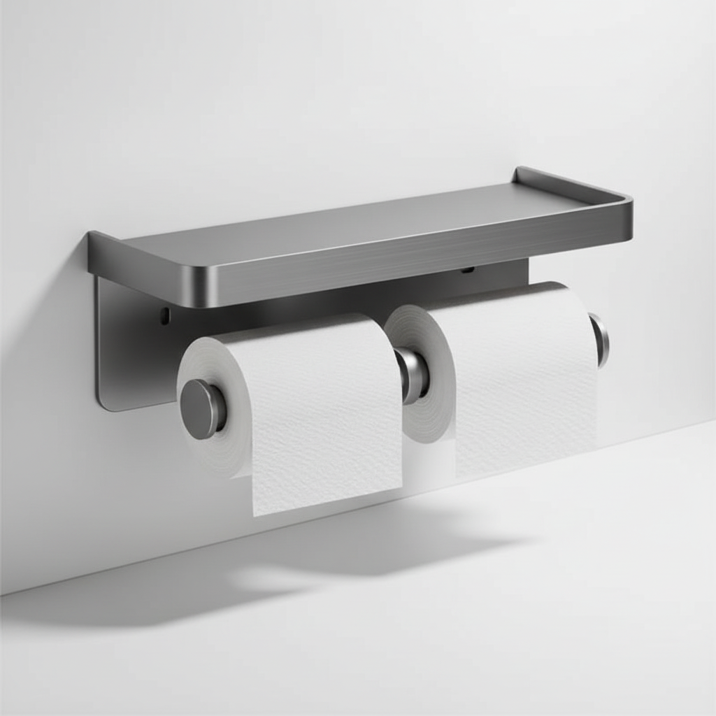 Space-Saving Wall-Mounted Toilet Paper Holder with Shelf