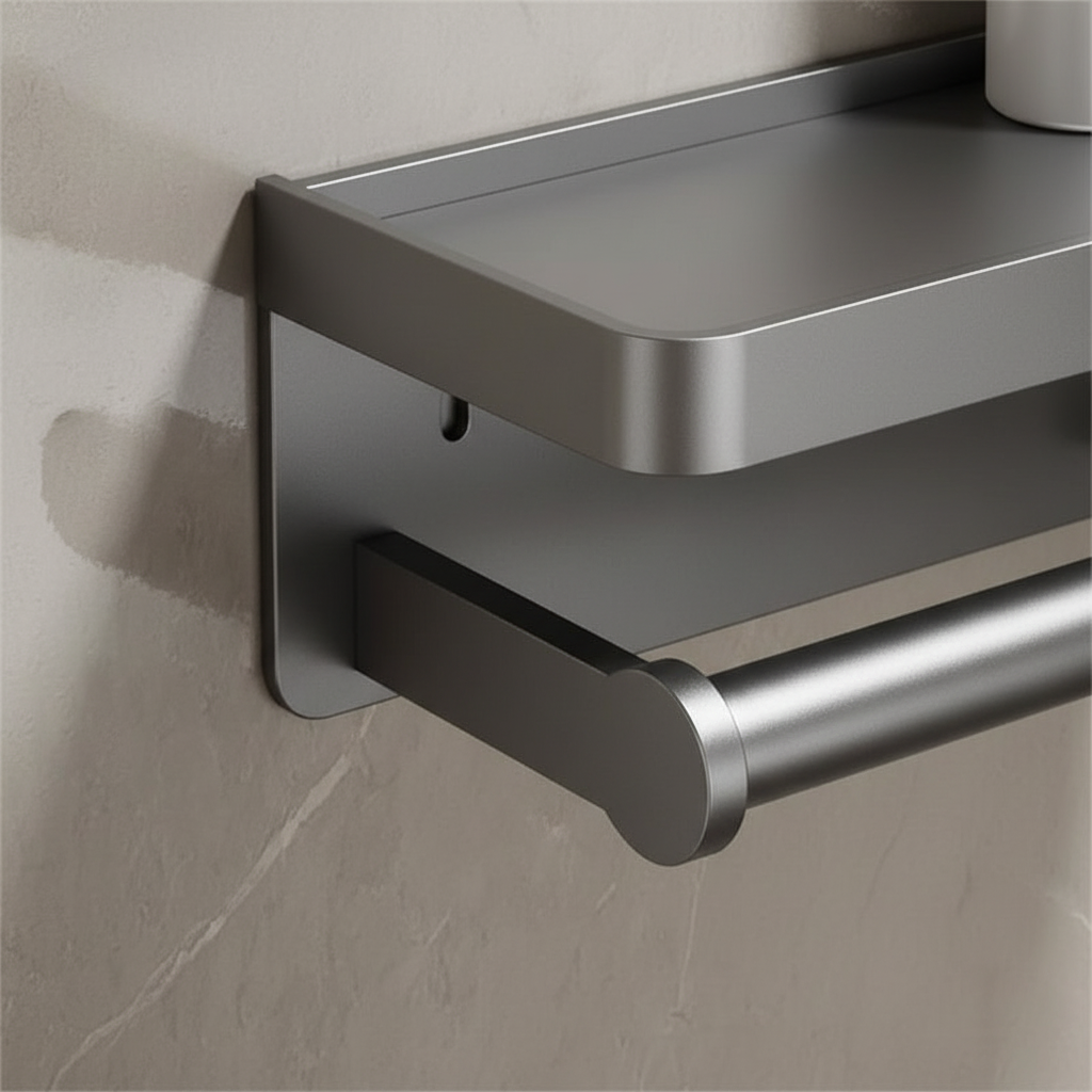 Space-Saving Wall-Mounted Toilet Paper Holder with Shelf