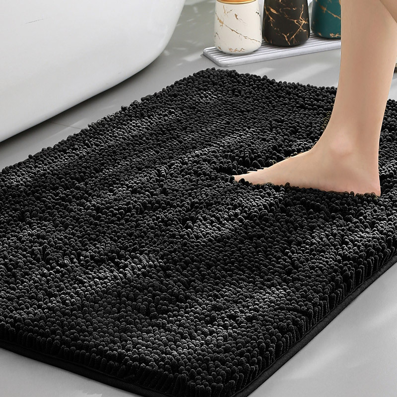 Plush Chenille Non-Slip Bath Mat - Absorbent Bathroom Rug
