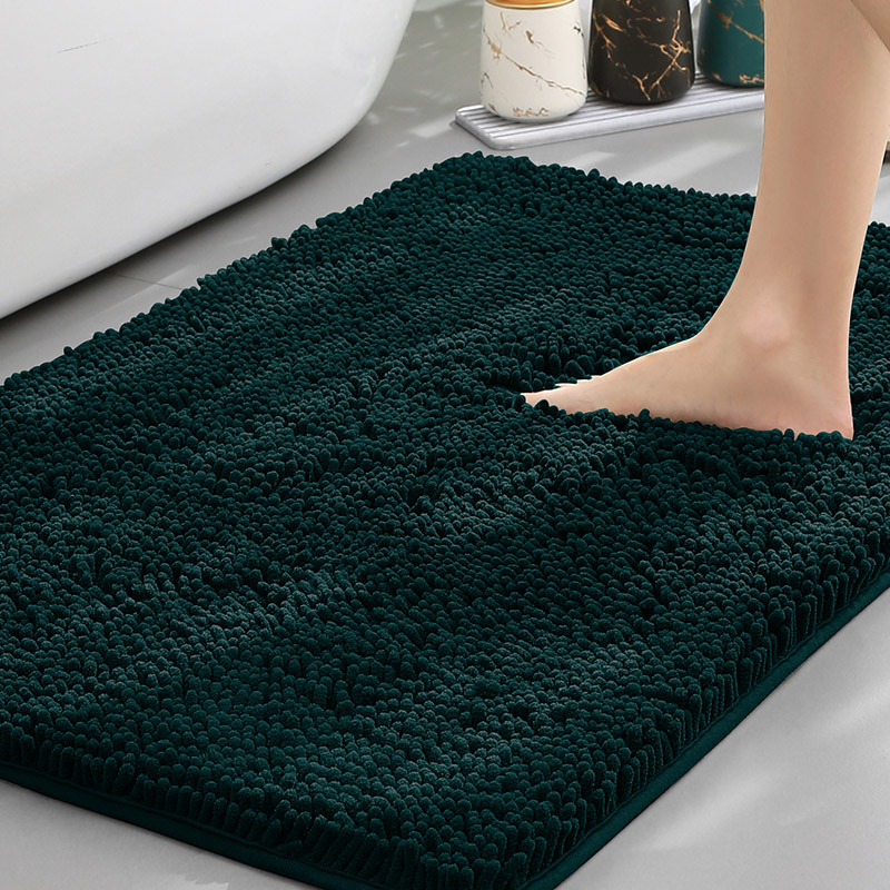 Plush Chenille Non-Slip Bath Mat - Absorbent Bathroom Rug