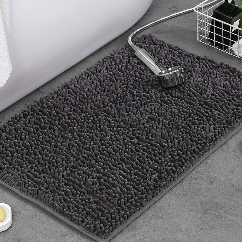 Plush Chenille Non-Slip Bath Mat - Absorbent Bathroom Rug