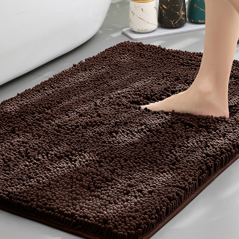 Plush Chenille Non-Slip Bath Mat - Absorbent Bathroom Rug