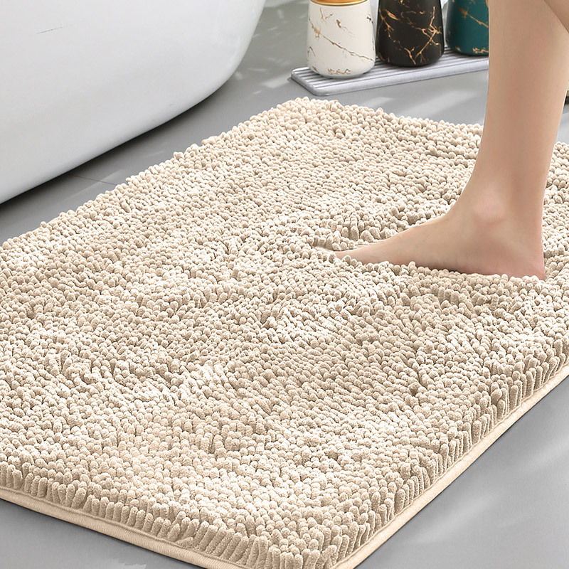 Plush Chenille Non-Slip Bath Mat - Absorbent Bathroom Rug