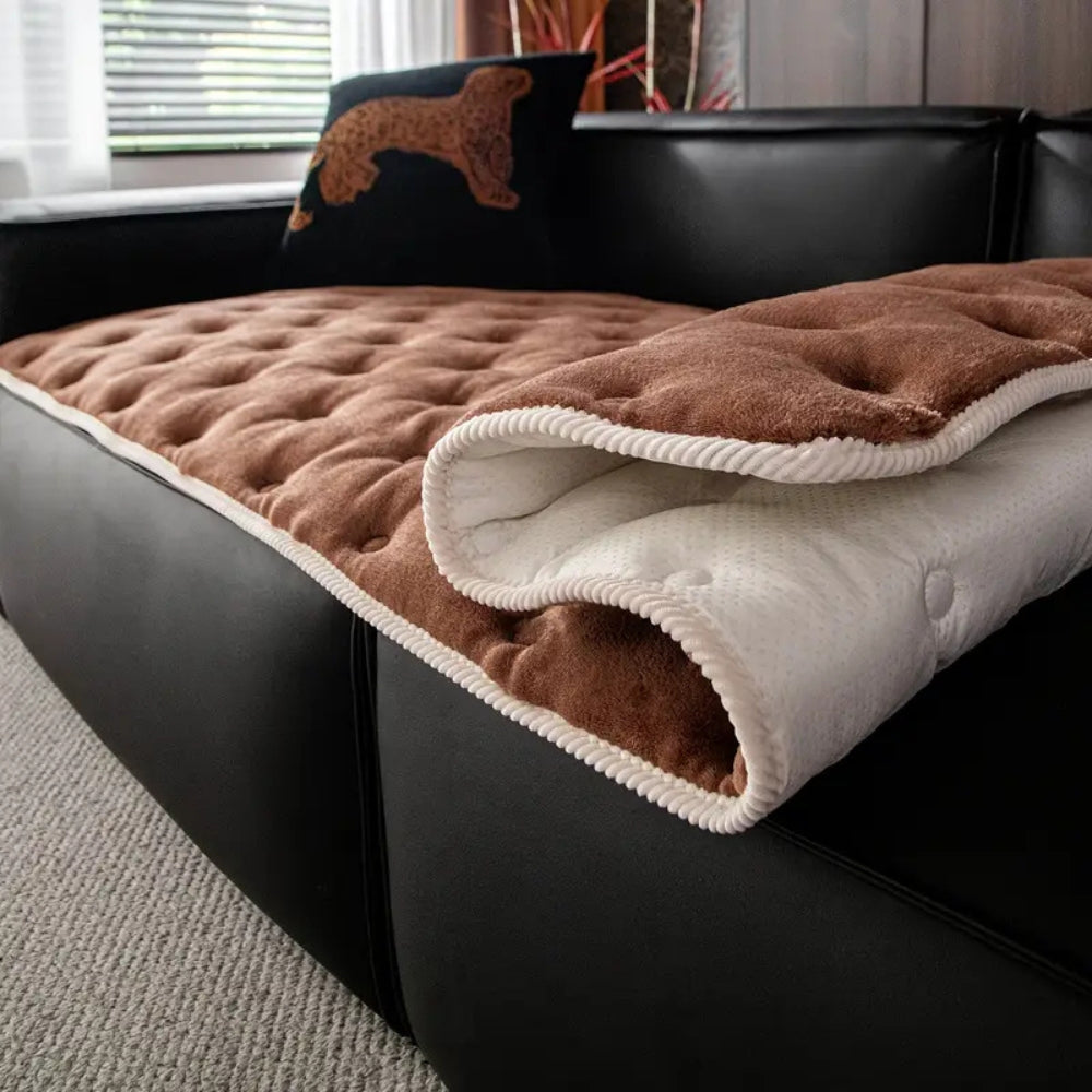 Plush Button-Tufted Microfiber Sofa Cover