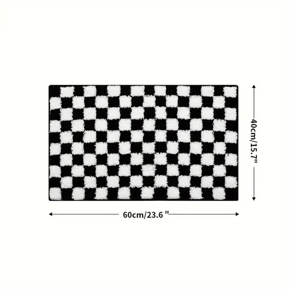 Plush Microfiber Checkered Bath Mat