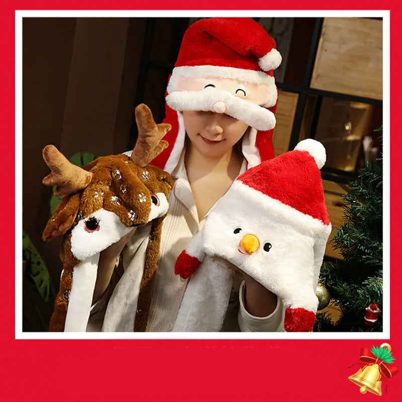 Plush Red and White Santa Hat for Adults