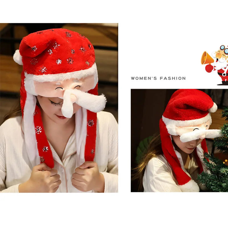 Plush Red and White Santa Hat for Adults