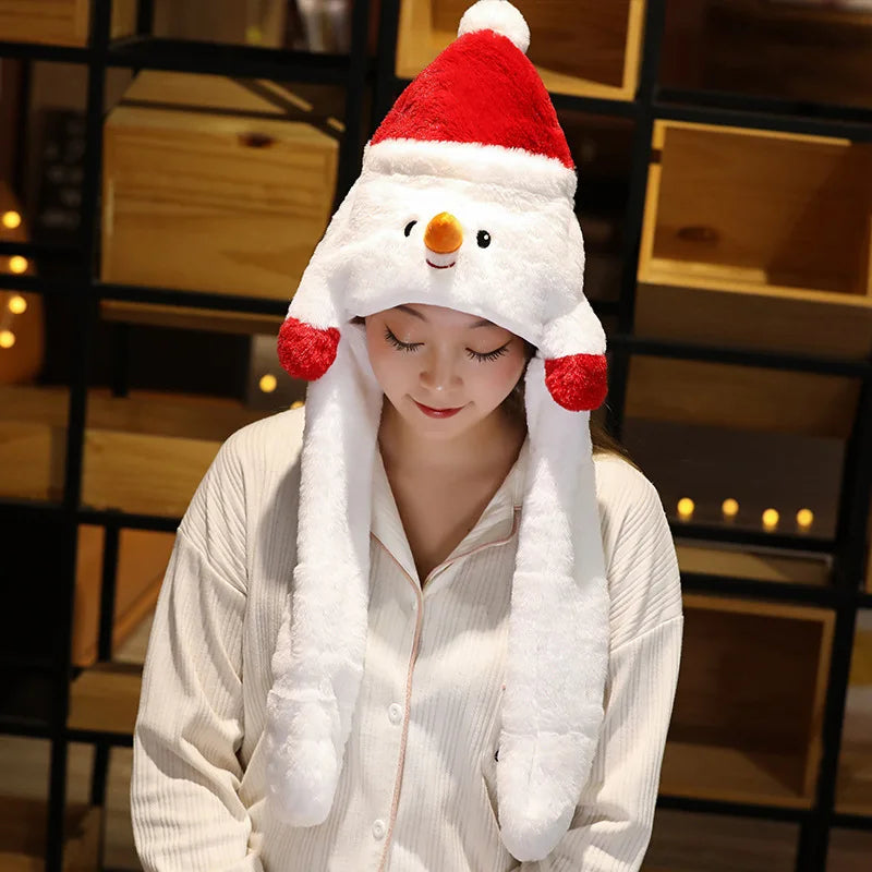 Plush Red and White Santa Hat for Adults