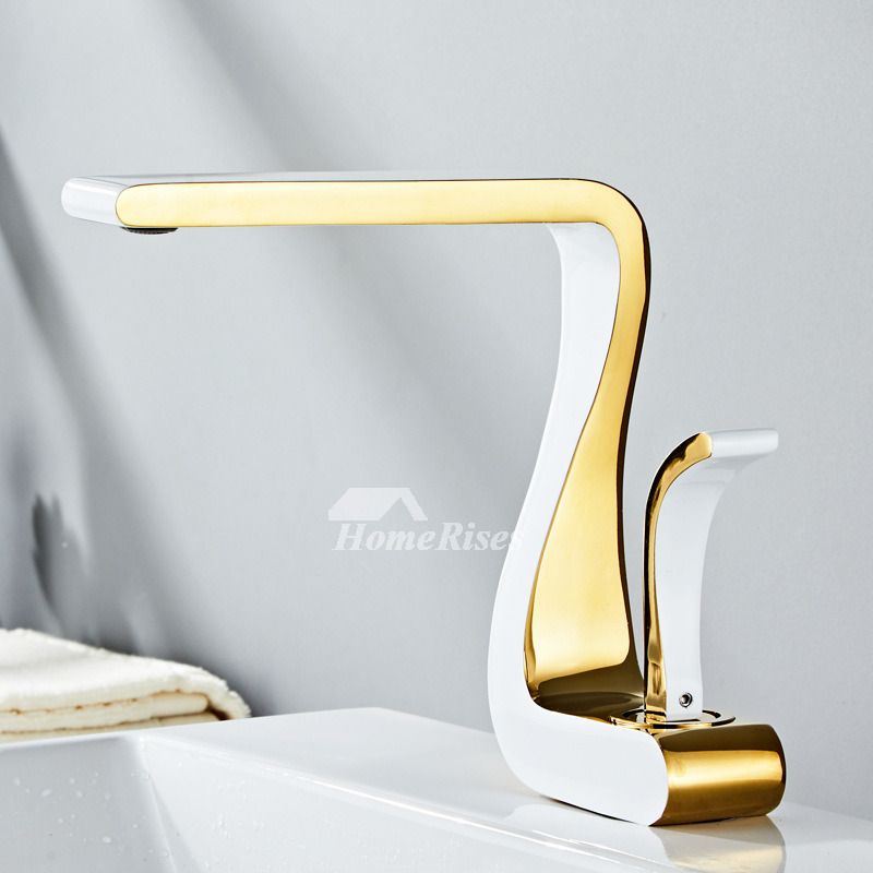Polished Gold Single Handle Bathroom Sink Faucet in Brass