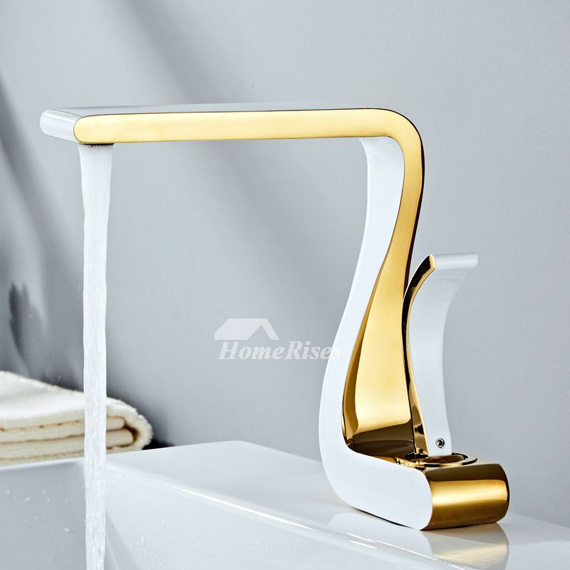 Polished Gold Single Handle Bathroom Sink Faucet in Brass