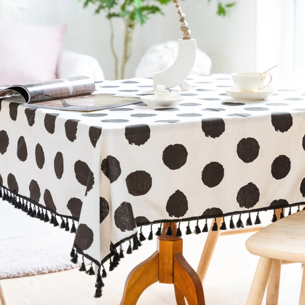 Polka Dot Tassel Table Cloth for Casual Dining