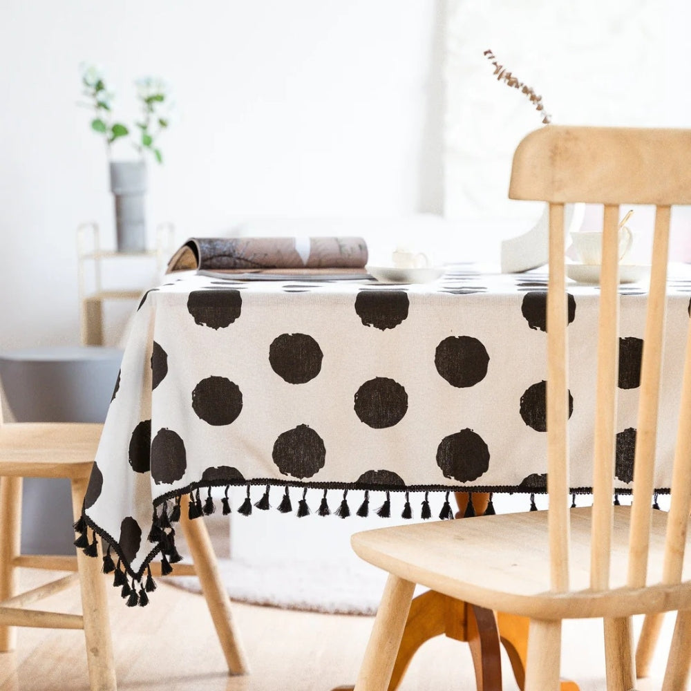 Polka Dot Tassel Table Cloth for Casual Dining