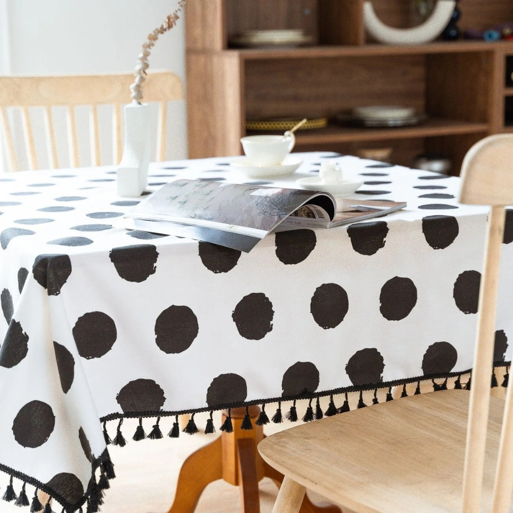 Polka Dot Tassel Table Cloth for Casual Dining