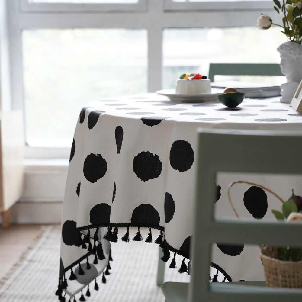 Polka Dot Tassel Table Cloth for Casual Dining