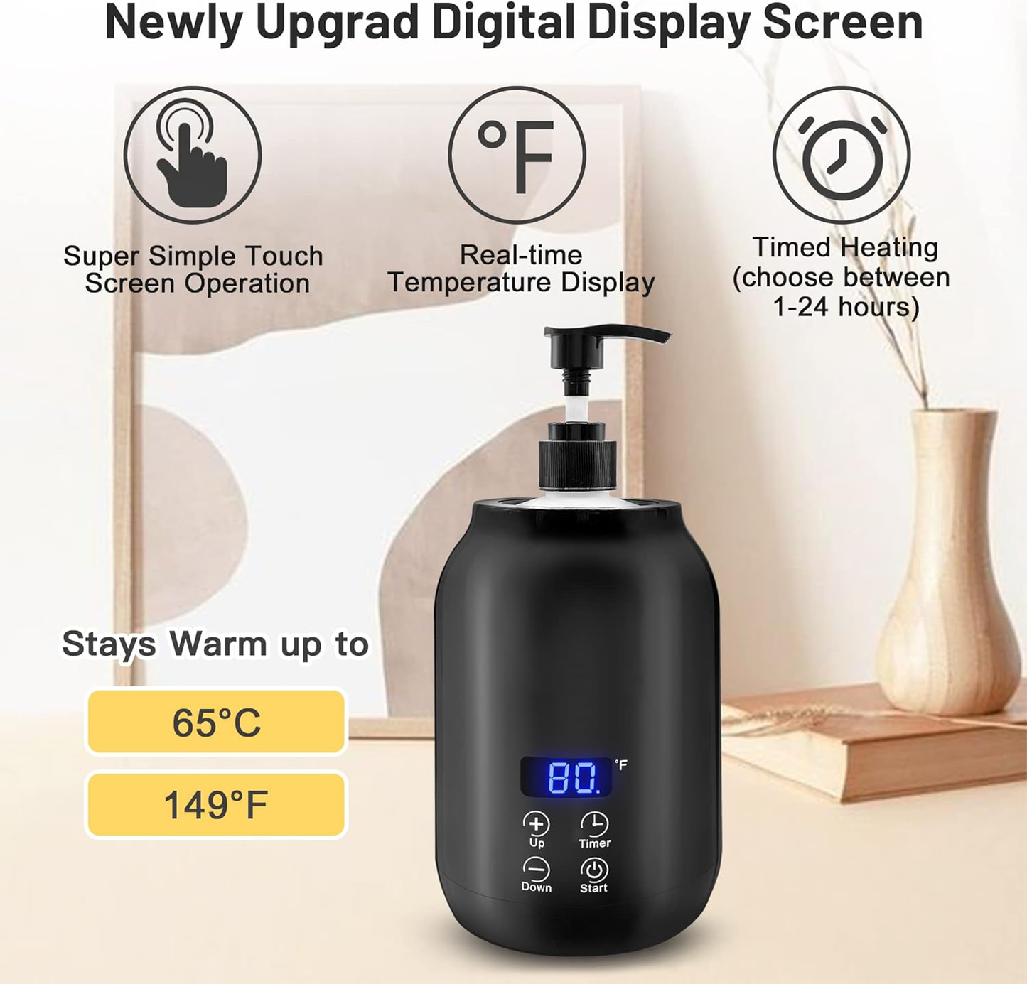Portable Electric Massage Oil Warmer with Digital Display and Adjustable Temperature