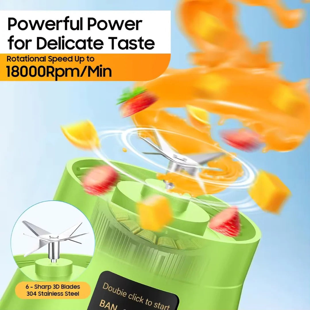 Portable Rechargeable Mini Electric Juicer Blender, 12 oz, One-Touch Operation, Easy to Clean