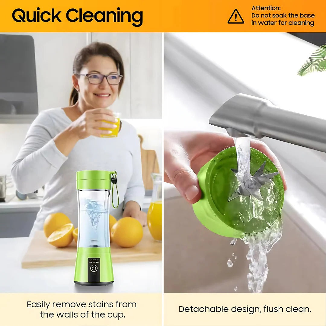 Portable Rechargeable Mini Electric Juicer Blender, 12 oz, One-Touch Operation, Easy to Clean