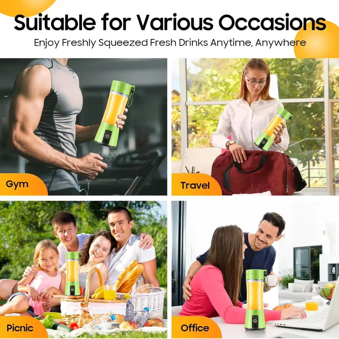 Portable Rechargeable Mini Electric Juicer Blender, 12 oz, One-Touch Operation, Easy to Clean