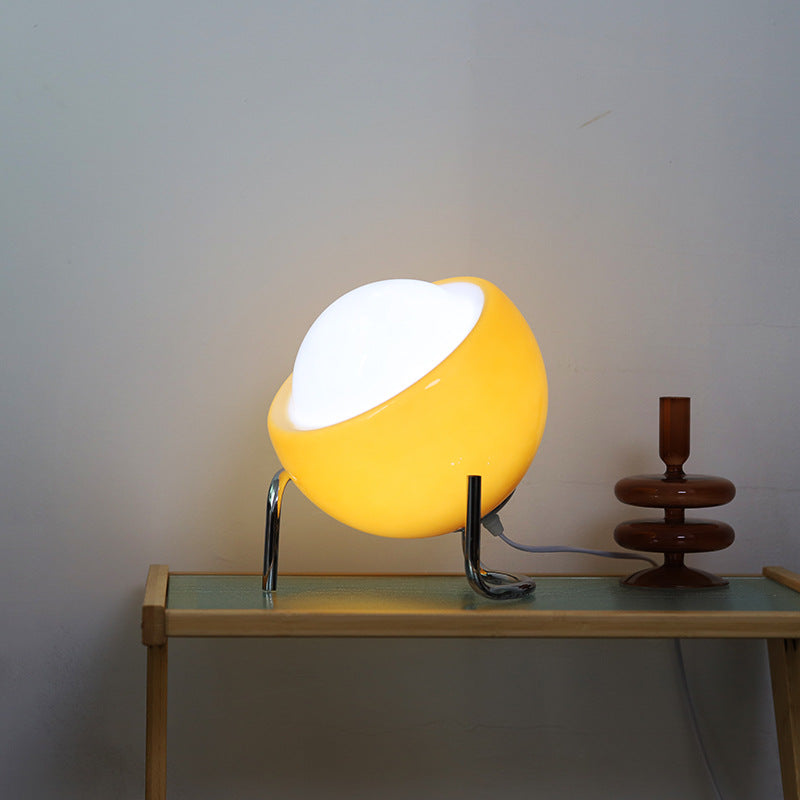 Vintage Bauhaus Medieval Table Lamp with Glass Shade