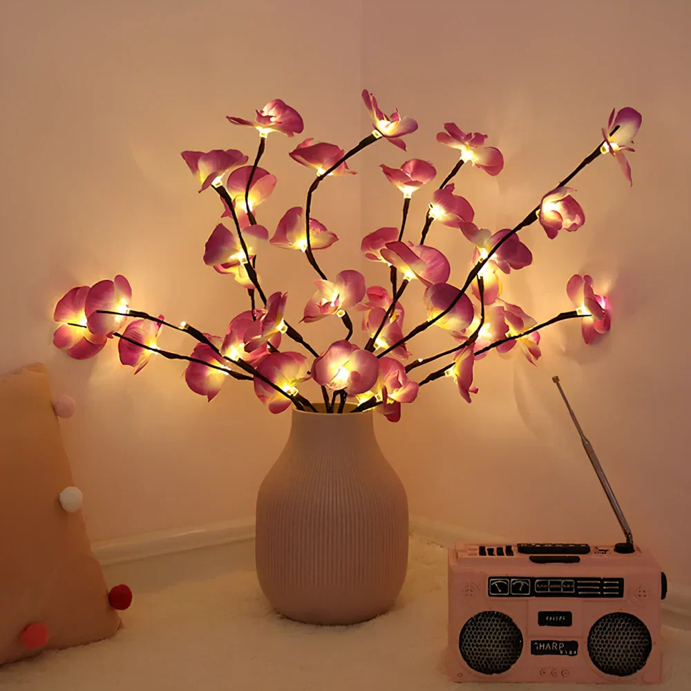 LED Lighted Artificial Branch Table Lamp with Bendable Twigs
