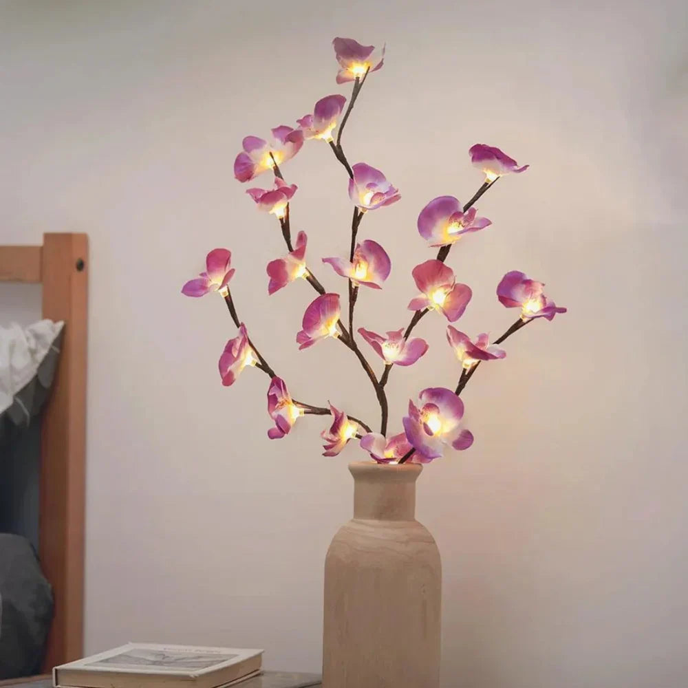 LED Lighted Artificial Branch Table Lamp with Bendable Twigs