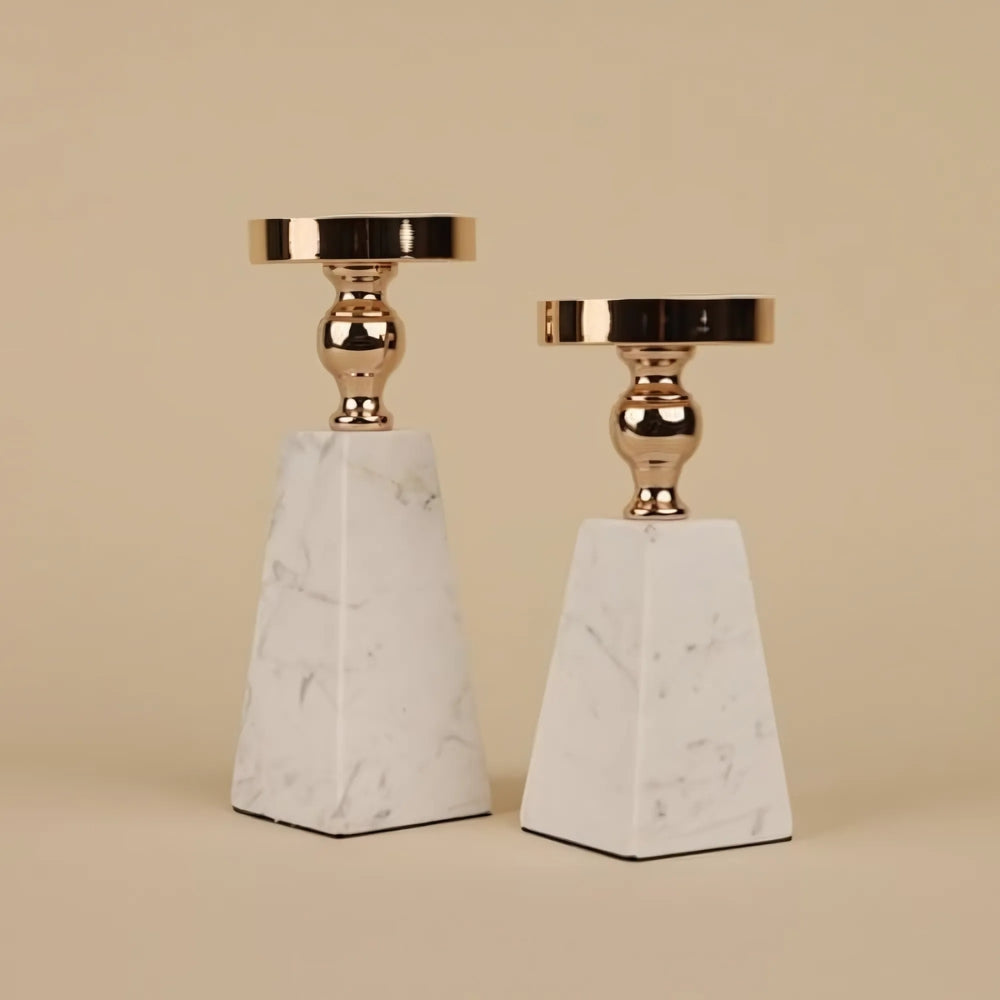 Gold Marble Pyramid Candle Holder
